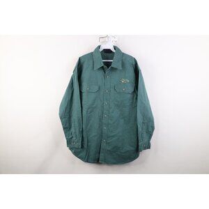 Vtg 90s Streetwear Mens Small Faded Alaska Canvas Collared Button Shirt Green